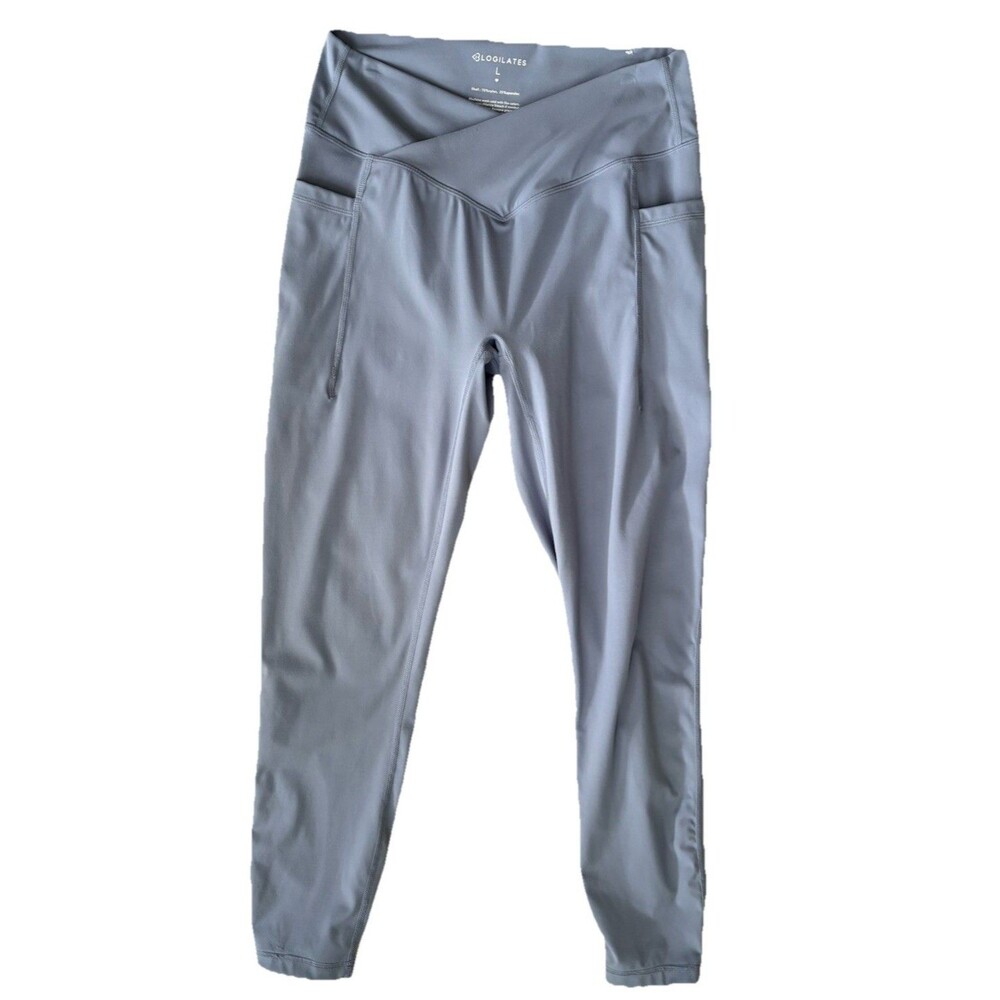 Blogilates Crisscross High Rise Leggings Women's Size Lg Steel Blue 7/8 length